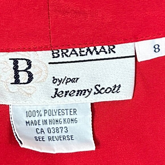 Vintage Braemar by Jeremy Scott Draped Blazer Button Blouse  Red - Picture 6 of 14